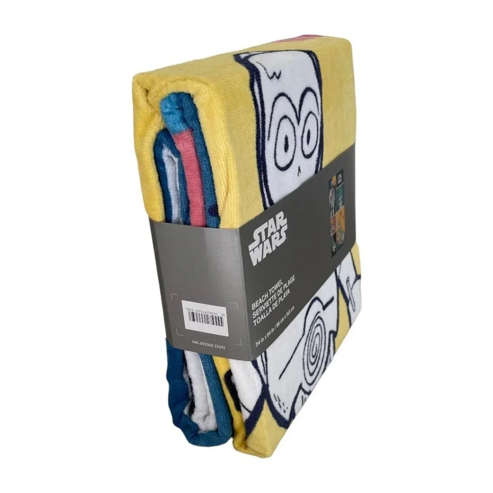 Disney Store Star Wars Saga Millennium Falcon Yoda C-3PO Cartoon Beach Towel